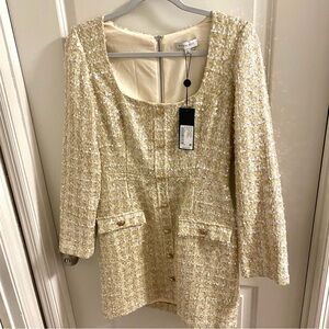 Gianni Bini Gold Sequin Tweed Dress